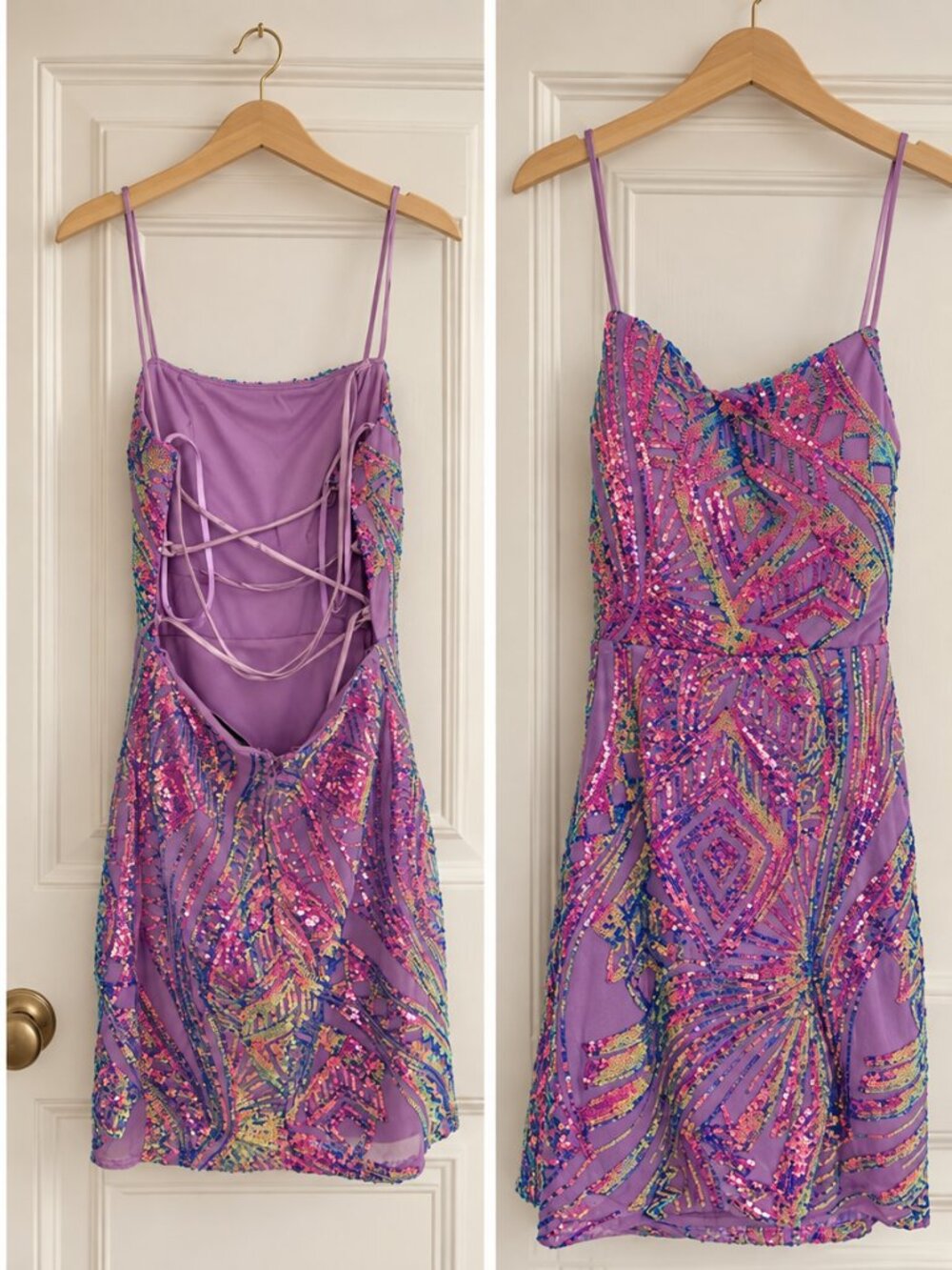 Francesca’s Purple Multicolor Sequin Mini Dress Size Small 2-4